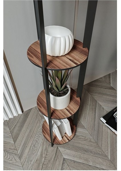 Radiante Yuvarlak Raflı Lambader Ceviz modelleri