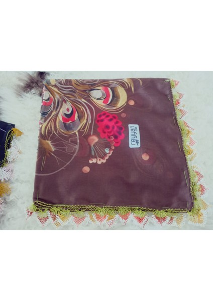ve Reyhan %100 Pamuk Yazma Üzerine Tamamı El Işi Dört Tarafı Oyalı Yazma, Eşarp, Mevlit Örtüsü 100 x 100CM