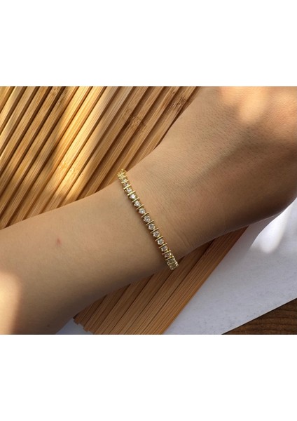 Zirkon Taşlı Su Yolu Gold Çelik Bileklik fiyatları