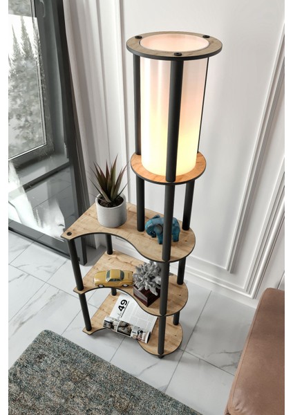Estilo Dekoratif Raflı Lambader Meşe modelleri