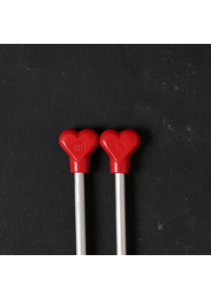 Addı Kalpli 5mm 40CM Klasik Alüminyum Örgü Şişi - modelleri