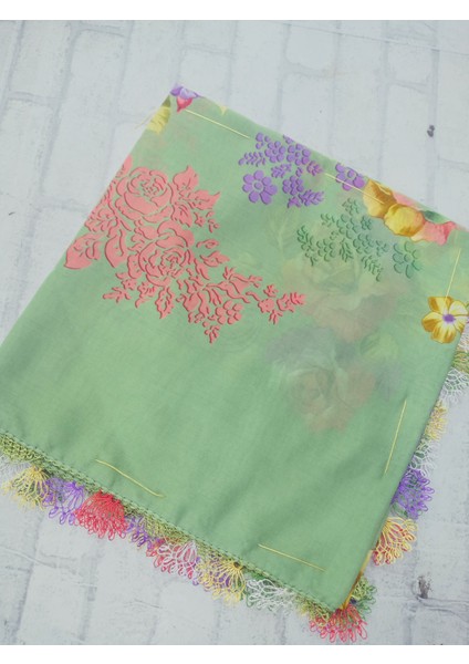 ve Reyhan %100 Pamuk Yazma Üzerine Tamamı El Işi Dört Tarafı Oyalı Yazma, Eşarp, Mevlit Örtüsü 100 x 100CM fiyatları