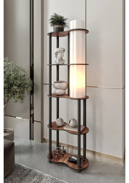 Sperenza Dekoratif Raflı Lambader Ceviz