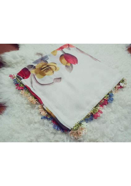 ve Reyhan %100 Pamuk Yazma Üzerine Tamamı El Işi Dört Tarafı Oyalı Yazma, Eşarp, Mevlit Örtüsü 100 x 100CM modelleri