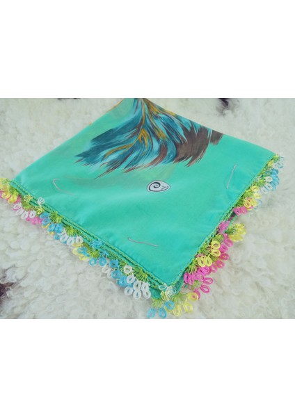 ve Reyhan %100 Pamuk Yazma Üzerine Tamamı El Işi Dört Tarafı Oyalı Yazma, Eşarp, Mevlit Örtüsü 100 x 100CM