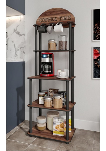 Lungo Dekoratif Kahve Standı Çok Amaçlı Dolap Ceviz