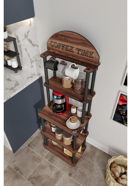 Lungo Dekoratif Kahve Standı Çok Amaçlı Dolap Ceviz modelleri