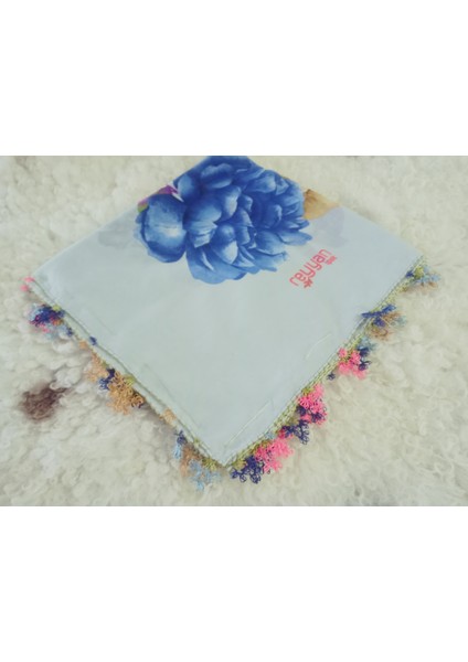 ve Reyhan %100 Pamuk Yazma Üzerine Tamamı El Işi Dört Tarafı Oyalı Yazma, Eşarp, Mevlit Örtüsü 100 x 100CM