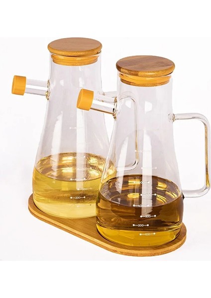 Ciho Bambu Kapaklı 3' Lü Borosilikat Altlıklı Cam Yağlık Sirkelik 900 ml modelleri