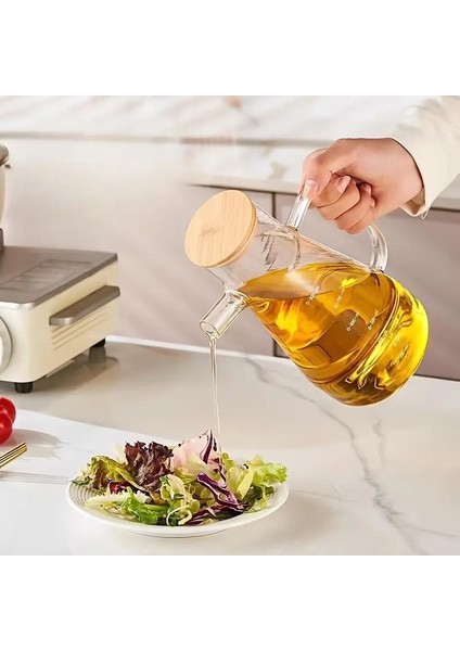 Ciho Bambu Kapaklı 3' Lü Borosilikat Altlıklı Cam Yağlık Sirkelik 900 ml fırsatları