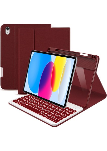 Ipad 11 A16 2025 / 10. Nesil 10.9 Klavyeli Kılıf Bluetooth Kalem Bölmeli Koruyucu (Türkçe Klavye)