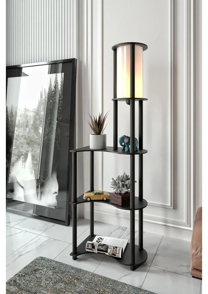 Estilo Dekoratif Raflı Lambader Siyah