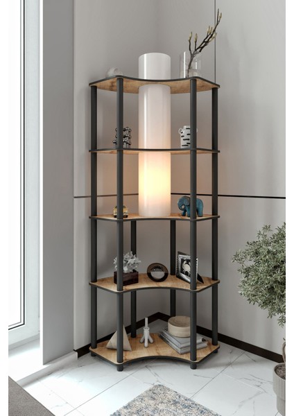 Conrad Çift Yön Kullanım Raflı Köşe Lambader Meşe fırsatları