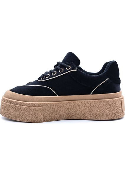 G25K330 Kalın Taban Kadife Kadın Siyah Sneaker Ayakkabı fiyatları