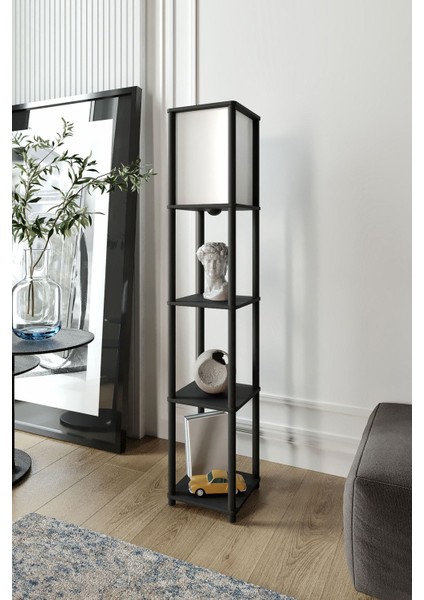 Sakura Raflı Lambader Siyah, 1. Sınıf Mdf ve Pvc Başlık fırsatları