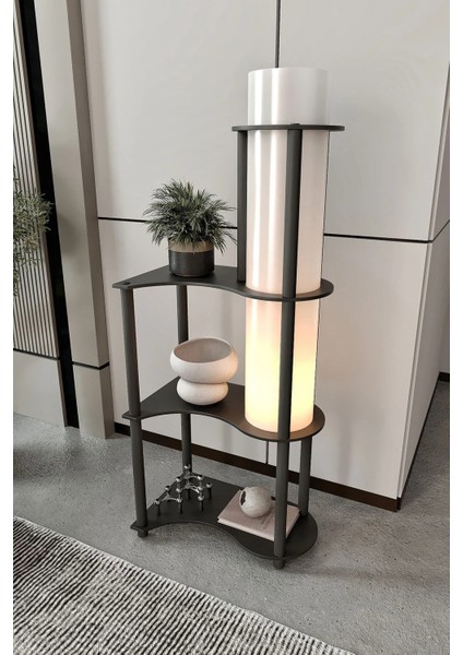 Estilo Dor Dekoratif Raflı Lambader Siyah