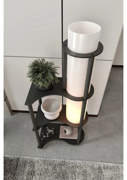 Estilo Dor Dekoratif Raflı Lambader Siyah modelleri