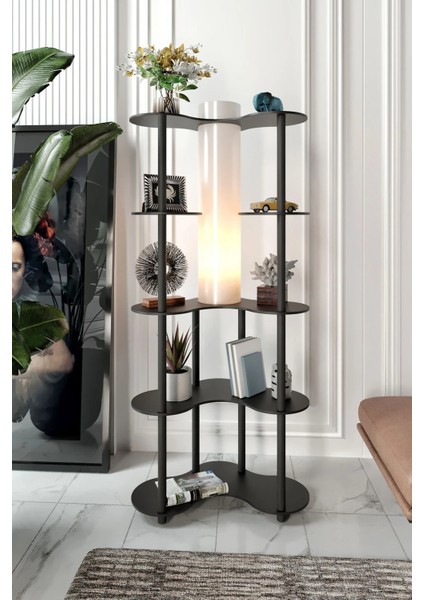 Mariposa Dekoratif Raflı Lambader Siyah