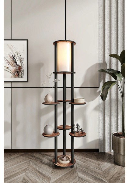 Volante Raflı Lambader Ceviz