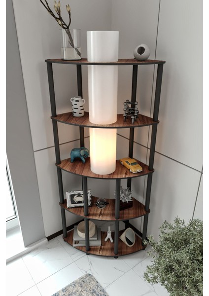 Conrad Çift Yön Kullanım Raflı Köşe Lambader Ceviz modelleri