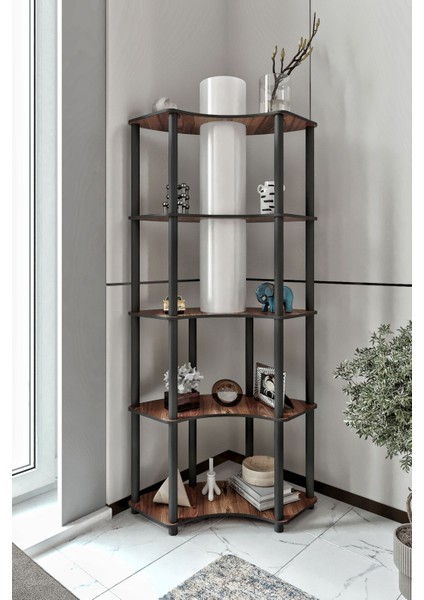 Conrad Çift Yön Kullanım Raflı Köşe Lambader Ceviz indirimleri