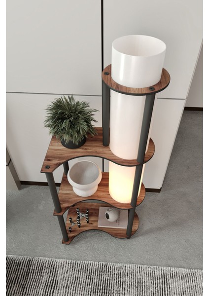 Estilo Dor Dekoratif Raflı Lambader Ceviz modelleri