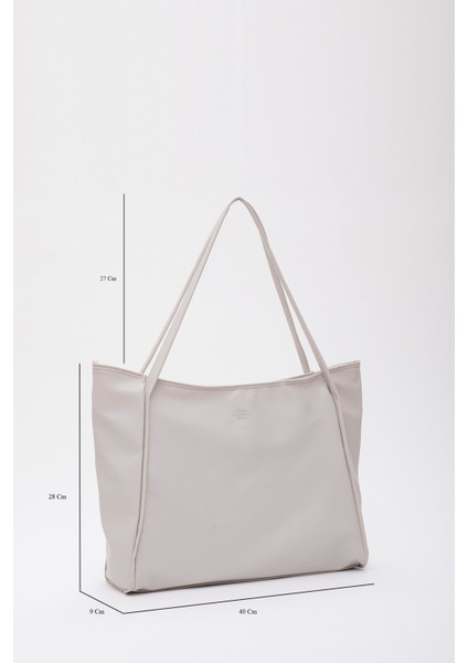 Gri SHK90 Suni Deri Iç Bölmeli Fermuarlı El, Kol ve Omuz Shopper Çanta fiyatları