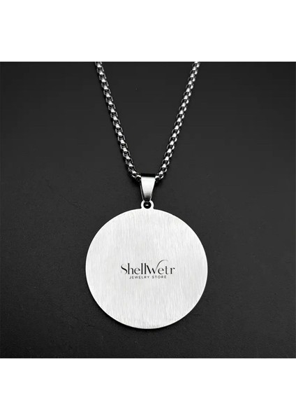 Allah ve Haşır Suresi Yazılı Musibetten Koruyan Madolyon Kararmaz Gümüş Renk