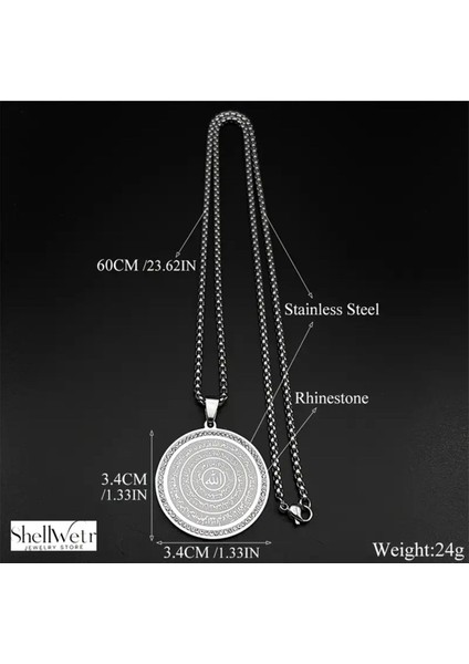 Allah ve Haşır Suresi Yazılı Musibetten Koruyan Madolyon Kararmaz Gümüş Renk fiyatları