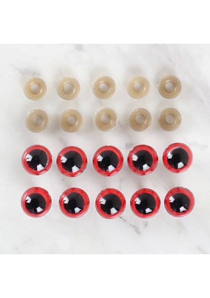 Loren 14 mm Kırmızı 5 Çift Amigurumi Göz