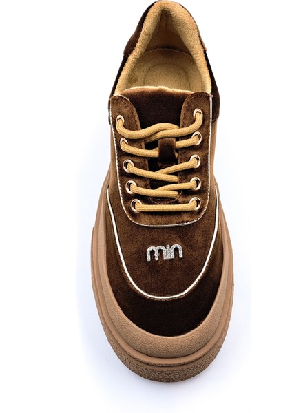 G25K330 Kalın Taban Kadife Kadın Kahverengi Sneaker Ayakkabı fırsatları