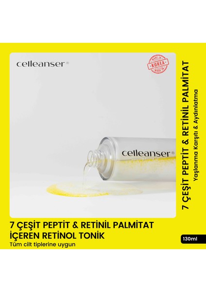 7 Peptit ve Retinil Palmitat ile Cilt Onarımını Destekleyen Retinol Tonik