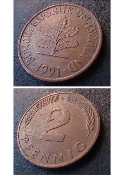 39963689A7103CAAFA 1991 D Almanya 2 Pfennig Ççt Para