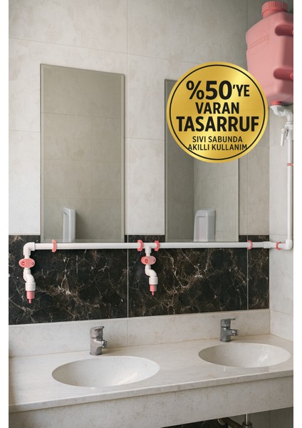 Depolu Sabunluk Sistemi- Alttan Basmalı 2 Musluklu (20KG) Pembe