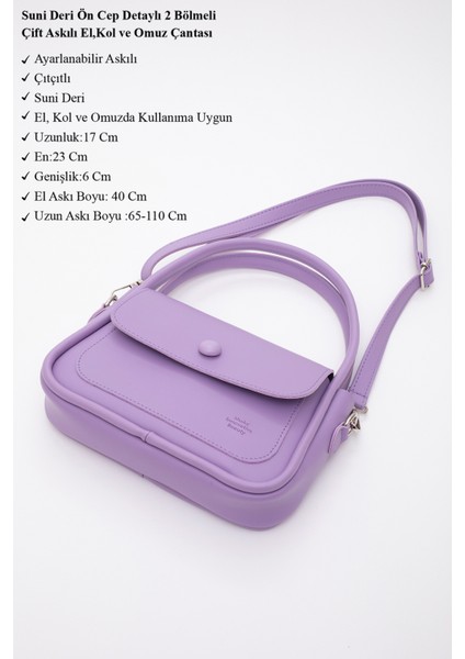 Lila SHK97 Suni Deri Ön Cep Detaylı 2 Bölmeli Ayarlanabilir Askılı El,kol ve Omuz Çantası fırsatları