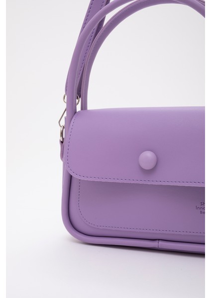 Lila SHK97 Suni Deri Ön Cep Detaylı 2 Bölmeli Ayarlanabilir Askılı El,kol ve Omuz Çantası