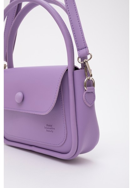 Lila SHK97 Suni Deri Ön Cep Detaylı 2 Bölmeli Ayarlanabilir Askılı El,kol ve Omuz Çantası