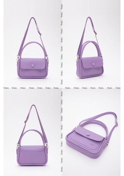 Lila SHK97 Suni Deri Ön Cep Detaylı 2 Bölmeli Ayarlanabilir Askılı El,kol ve Omuz Çantası