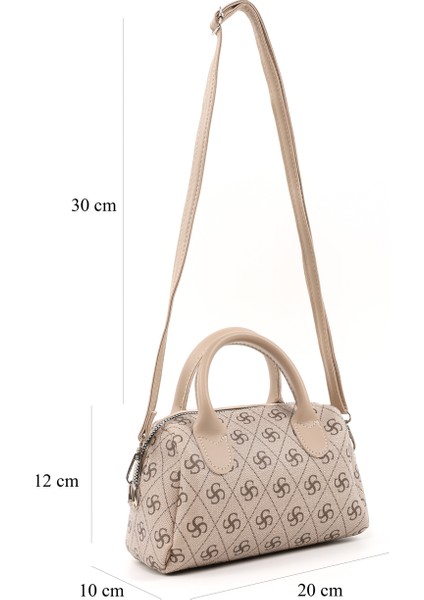 Monogram Baskılı Vizon SHK184 Suni Deri ,fermuarlı Tek Bölmeli ,askılı El, Kol ve Omuz Çantası fiyatları