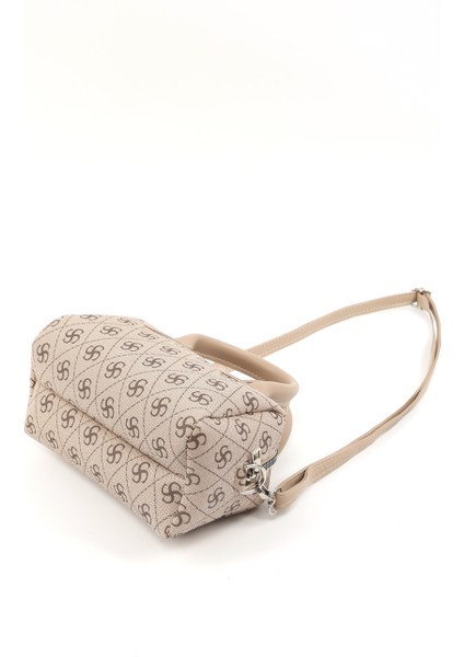 Monogram Baskılı Vizon SHK184 Suni Deri ,fermuarlı Tek Bölmeli ,askılı El, Kol ve Omuz Çantası