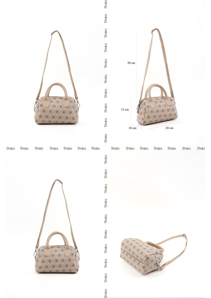 Monogram Baskılı Vizon SHK184 Suni Deri ,fermuarlı Tek Bölmeli ,askılı El, Kol ve Omuz Çantası