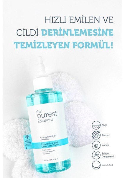 The Purest Solutions Canlandırıcı ve Gözenk Sıkılaştrıcı Tüm Ciltler Için Glikolik Asit Tonik 200 ml fiyatları