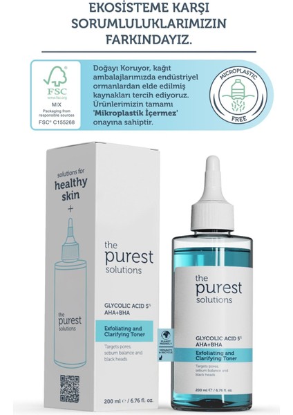 The Purest Solutions Canlandırıcı ve Gözenk Sıkılaştrıcı Tüm Ciltler Için Glikolik Asit Tonik 200 ml indirimleri