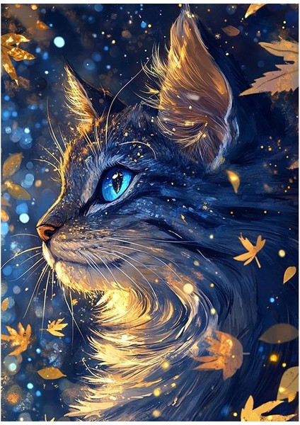 Sonbahar Temalı Kedi Resmi Mdf Tablo