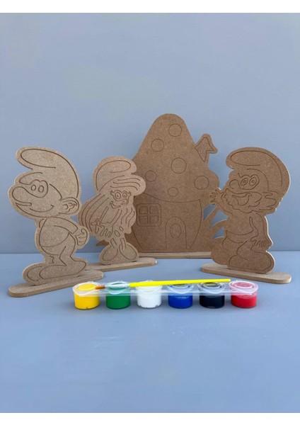 Şirinler Köyü Büyük Boy Boyama Seti . Eğitici Boyama Aktivitesi .