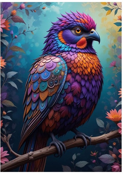 Renkli Kuş Resmi Mdf Tablo