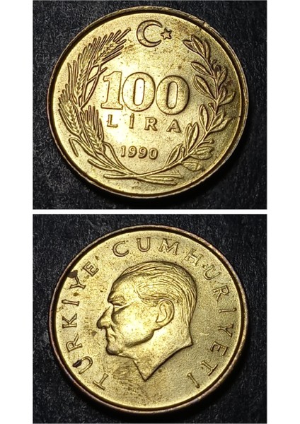 3996368990171B4A22 1990 100 Lira Ççt+ %70 Bakır Para