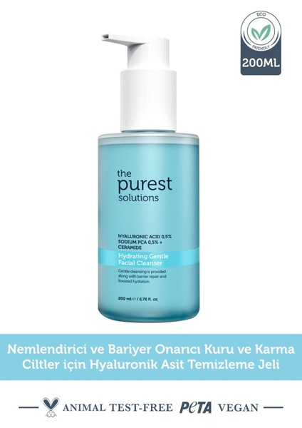 The Purest Solutions Kuru ve Karma Ciltler Için Nemlendirici ve Bariyer Onarıcı Temizleme Jeli 200 ml