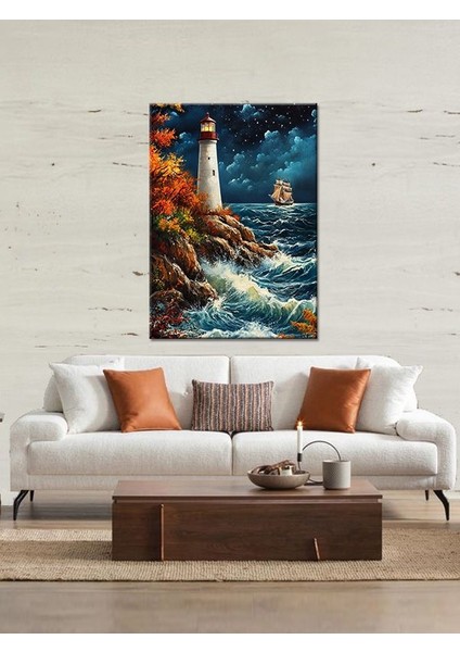 Deniz Feneri ve Yelkenli Gemi Mdf Tablo fiyatları