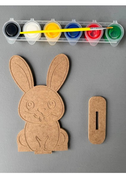 Ahşap Tavşan Figürü Boyama Seti Eğitici Boyama Aktivitesi